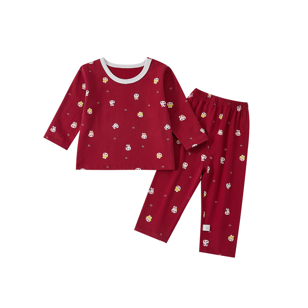 Autumn New Baby Full Print Home Wear Set, Cartoon Top and Long Pants Two-Piece Set Fashion