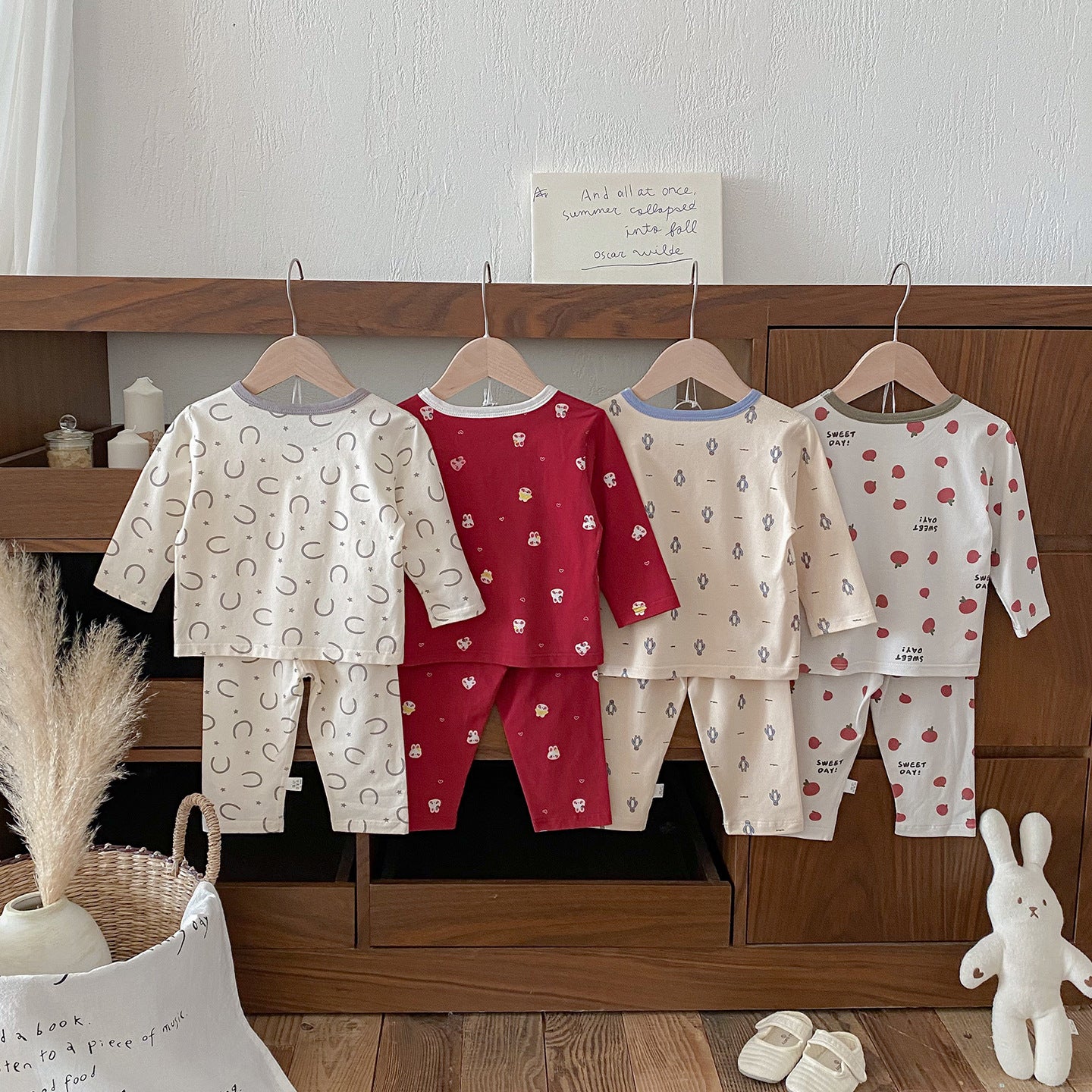 Autumn New Baby Full Print Home Wear Set, Cartoon Top and Long Pants Two-Piece Set Fashion