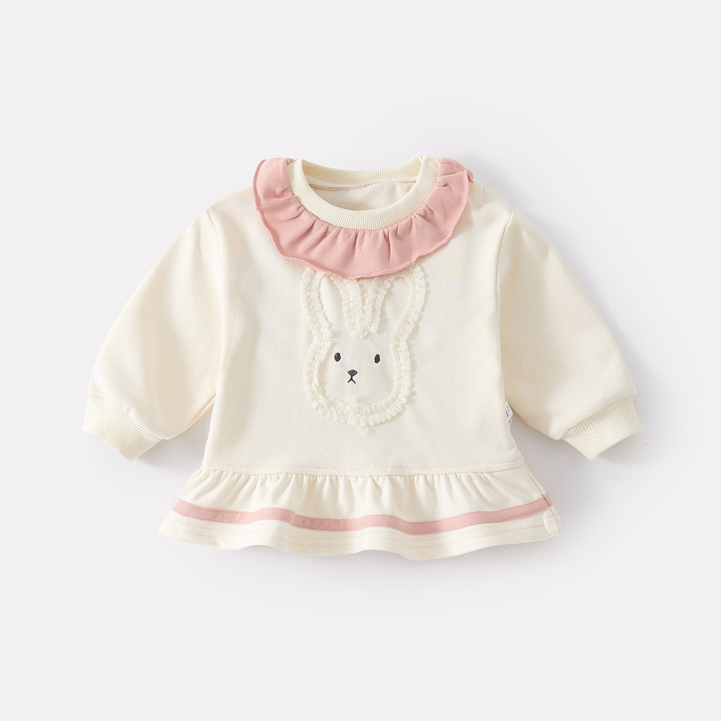 Spring New Baby Rabbit Hoodie Dress Set, Girl Baby Cartoon Top and Leggings Two-Piece Trendy Outfit