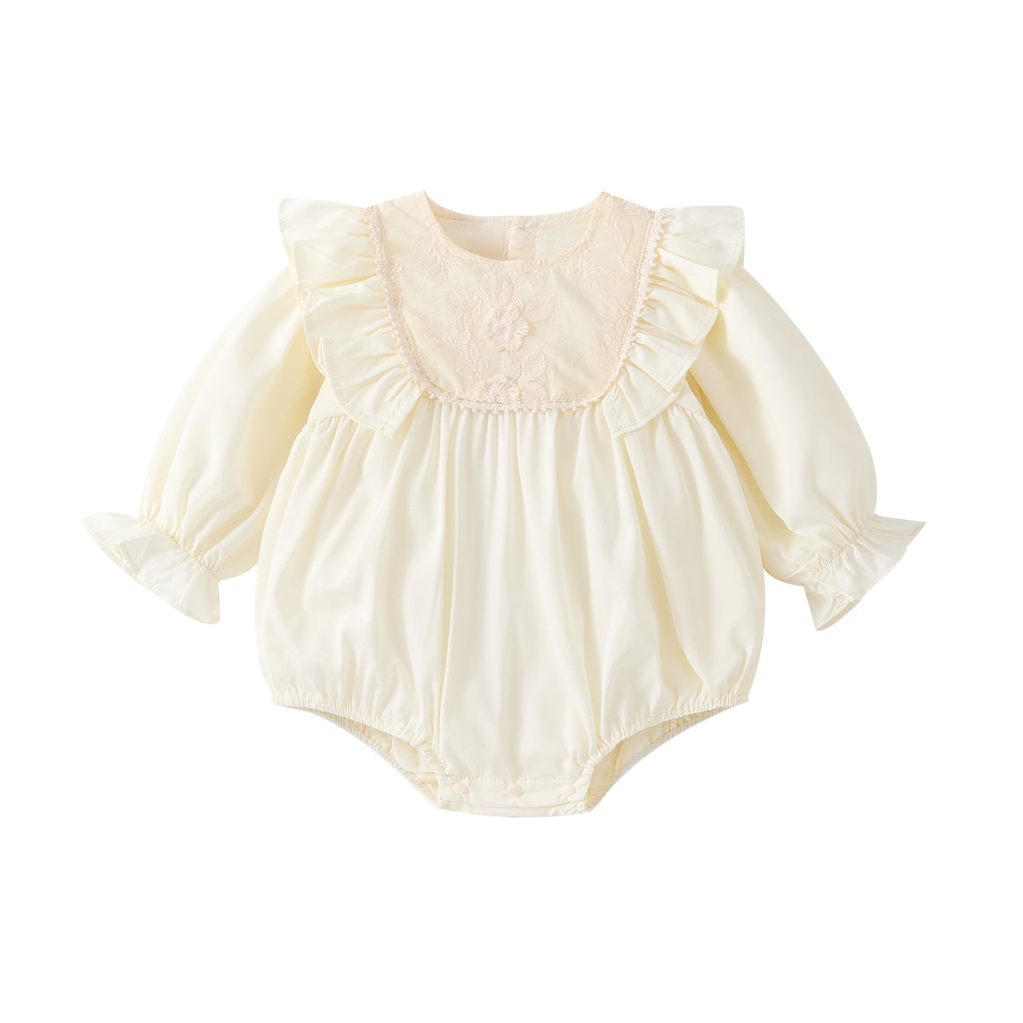 Cute Baby Girl Floral Ruffled Peter Pan Collar Romper Newborn Fashion 100th Day Birthday Outfit Bodysuit