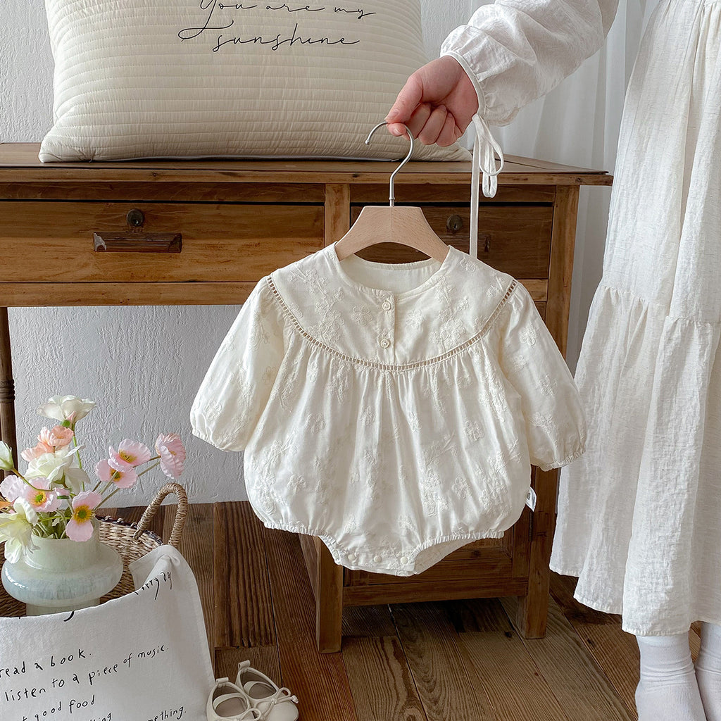 Baby Clothes Spring Autumn  Baby Pure Cotton Romper with 3D Embroidery Long Sleeve Onesie Princess Outing Crawling Suit