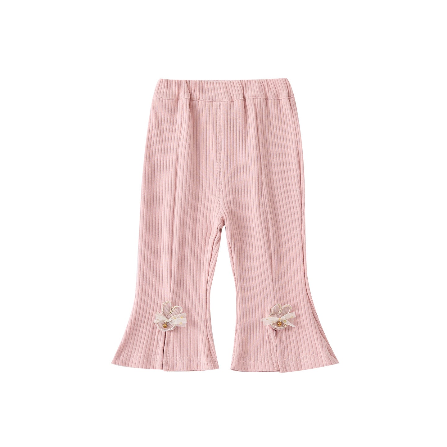 Cute Butterfly Knot Knit Pants for Baby Girls, Spring New Style, Forked Cuff Design, Fashionable and Versatile