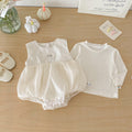 Spring New Baby Girls' Knit Romper Set with Embroidered Top and Bodysuit, Stylish Two-Piece Outfit